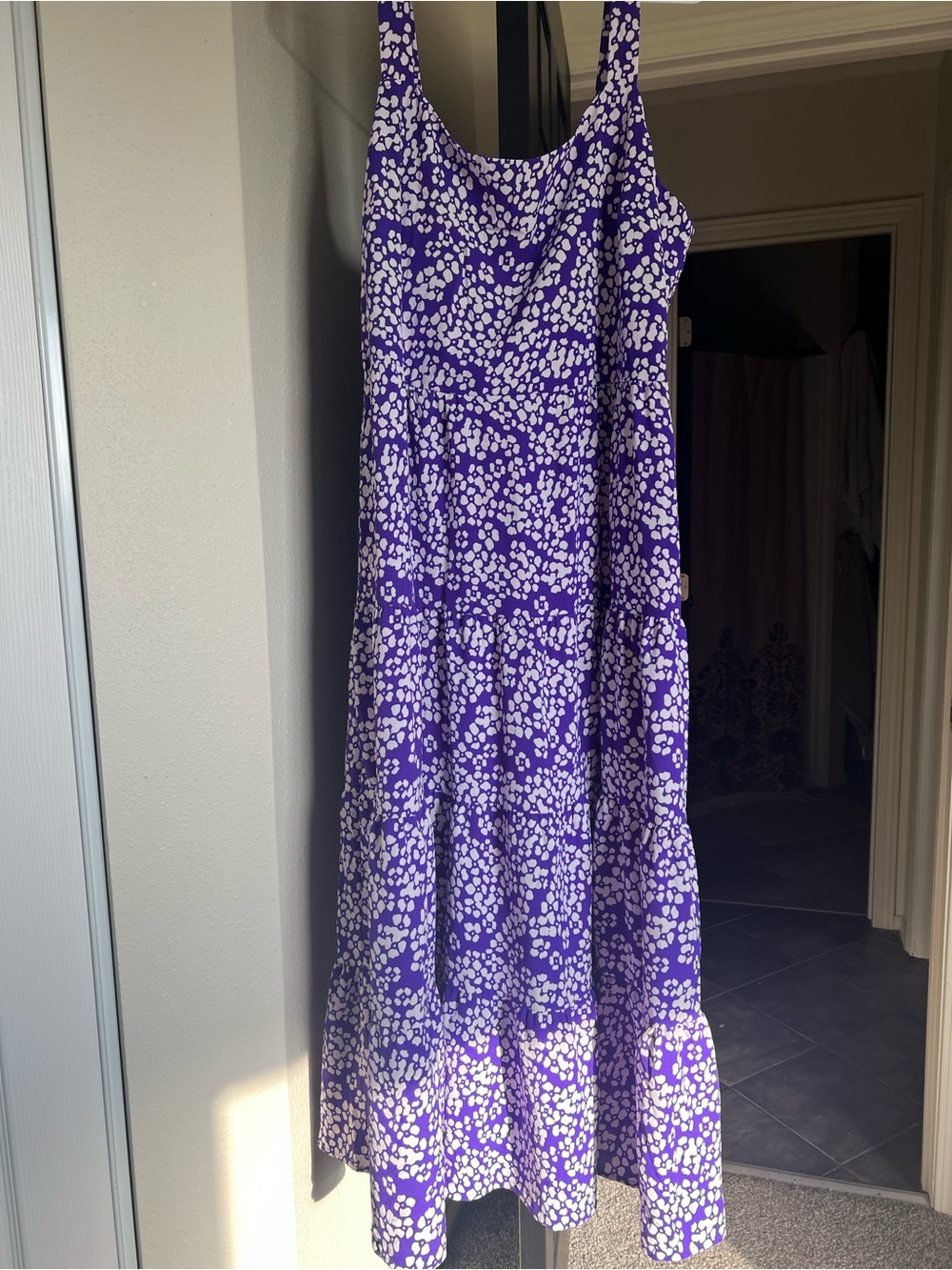 Purple Floral Maxi Dress with White Spot Print